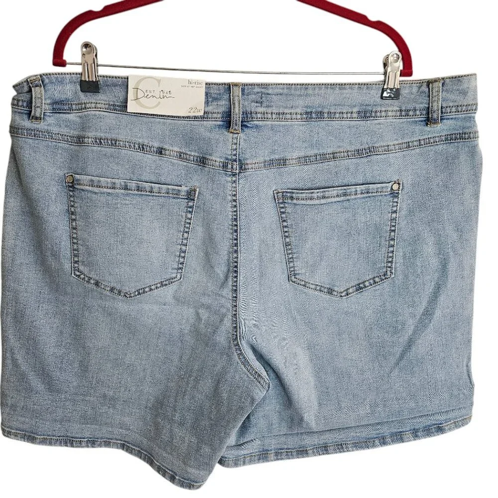 NWT Cato Denim Shorts Size 22W 90s Whimsyboho Light Wash Patchwork Ditsy Floral